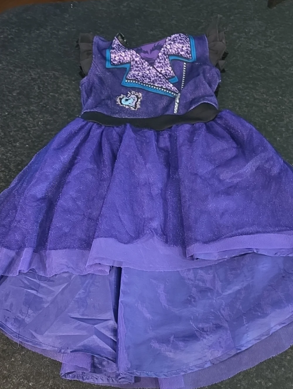 Disney Descendants Purple Layered Party Dress with Teal Trim